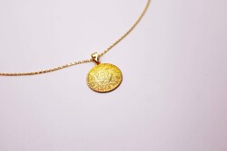 AgaKulche 14 Carat Tugra Gold Necklace - Ziynet Quarter Size - 2