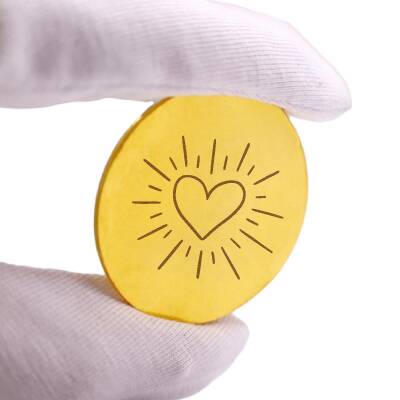 AgaKulche 2 Ounce 62.2 Gram Heart Motif Gold Coin (999.9) Purity - 1