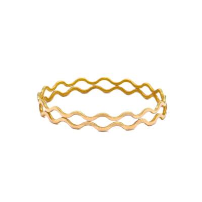 AgaKulche 20 gr 22 Carat Set of 2 Zigzag Gold Bracelets - 2