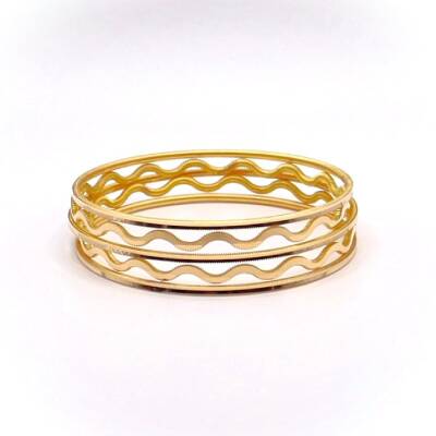 AgaKulche 50 gr 22 Carat Gold Bracelet with 3 Ajda Channels and 2 Zigzags - 2