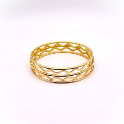 AgaKulche 50 gr 22 Carat Gold Bracelet with 3 Ajda Channels and 2 Zigzags - 3