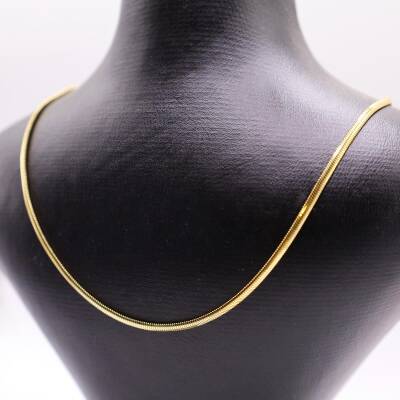 AgaKulche Italian Crushed Herringbone Chain Necklace 4,60 Gram 14 Carat - 2