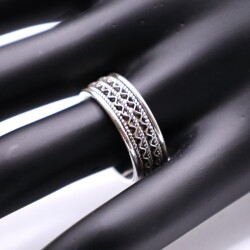 AgaKulche Silver Adjustable Men's Handcrafted Double Row Ring - 2