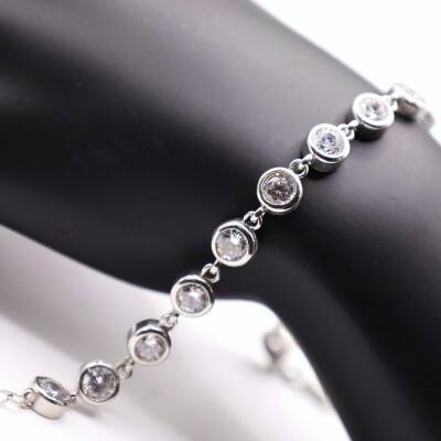 AgaKulche Silver Zircon Stone Seed Bracelet - 3