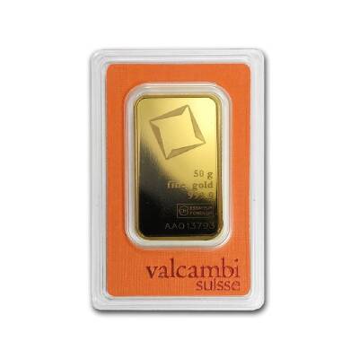 AgaKulche Valcambi 50 gr Orange 999.9 24 Carat Gold Bullion with 14 Days Future Delivery - 1