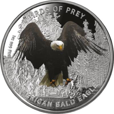 AgaKulche Birds Of Prey American Bald Eagle 1 Ons 31.10 Gram Gümüş Sikke Coin (999.0) - 1