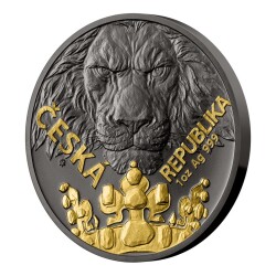  Czech Lion Siyah Platinyum ve Altın Kaplama 2023 1 Ons 31.10 Gram Gümüş Sikke Coin (999.0) - 3