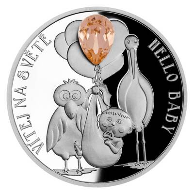 Hello Baby 2022 Proof Kristal Taşlı 1 Ons Gümüş Sikke Coin (999.0) - 1