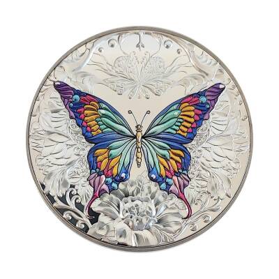I Love You Lady With Butterflies 2023 145 Gram Silver Plated Copper Coin - 2
