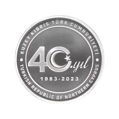 KKTC Kuruluş 40. Yıl 1 Ons 31.10 Gram Gümüş Sikke Coin (925.0) - 2