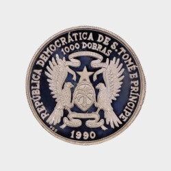St. Thomas & Prince 1000 Dobras (1990) 15th Independence 20 Gram Gümüş Sikke Coin (999.0) - 2