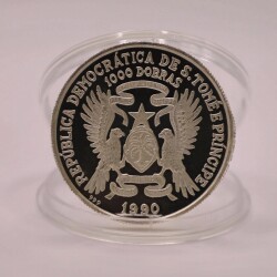 St. Thomas & Prince 1000 Dobras (1990) 15th Independence 20 Gram Gümüş Sikke Coin (999.0) - 4