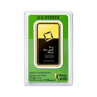 Valcambi 50 Gram Green Gold (999.9) 24 K Gold Bar - 2