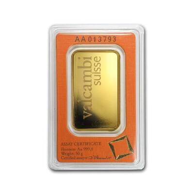 Valcambi 50 Gram Orange Gold (999.9) 24 K Gold Bar - 2