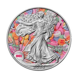  Valentine Day Walking Liberty Eagle 2024 1 Ounce 31.10 Gram Silver Coin (999.0) - 1