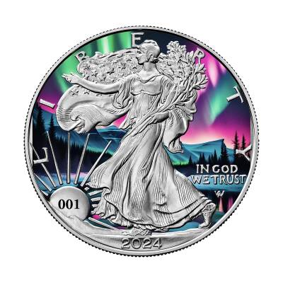 Walking Liberty Northern Lights 2024 1 Ons 31.10 Gram Gümüş Sikke Coin (999.0) - 1